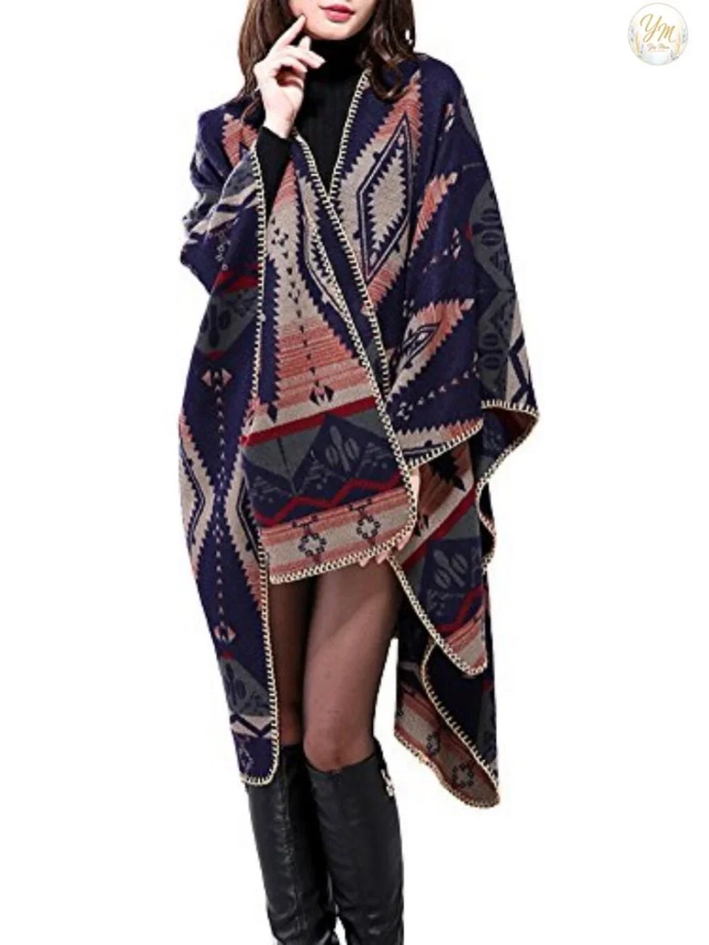 Pashmina Wrap Poncho Cape Ruana Cardigan Knit Throw Blanket